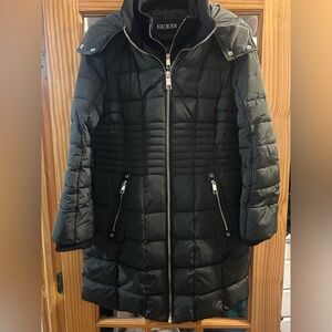 SALE! GUESS Women's Green Hooded Puffer Coat